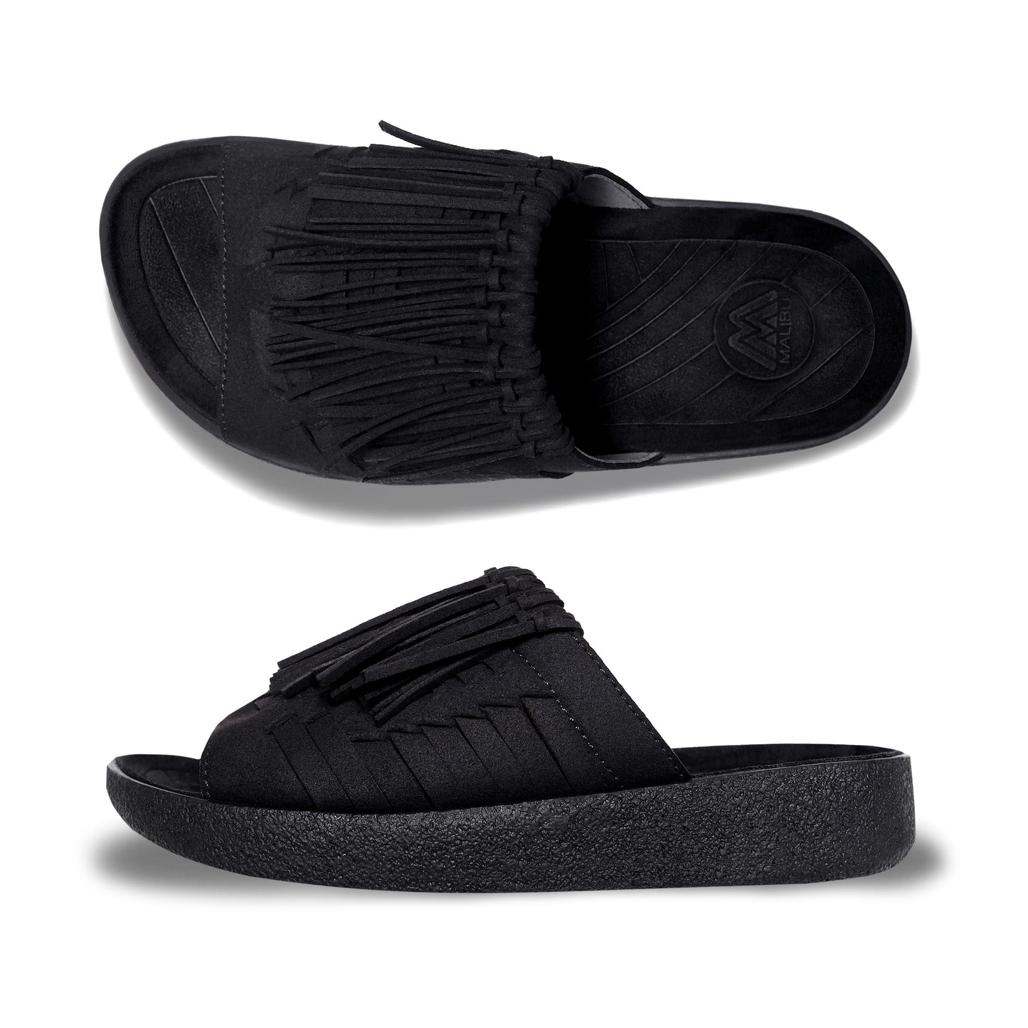 Thunderbird Thatched Slide | Suede Vegan Leather | Rubber | Black