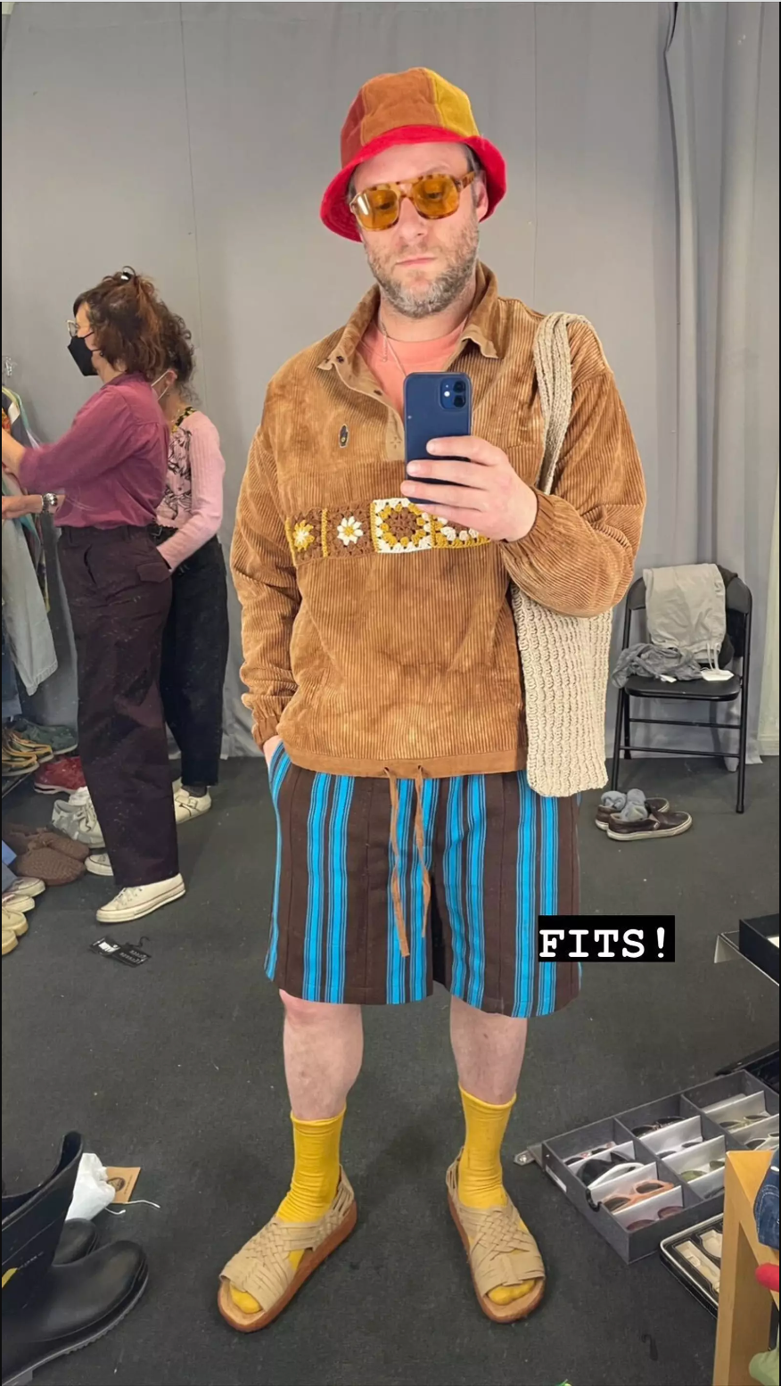 Seth Rogan wearing Malibu Sandals signature Canyon sandal in beige and crepe sole for the TV Show Platonic