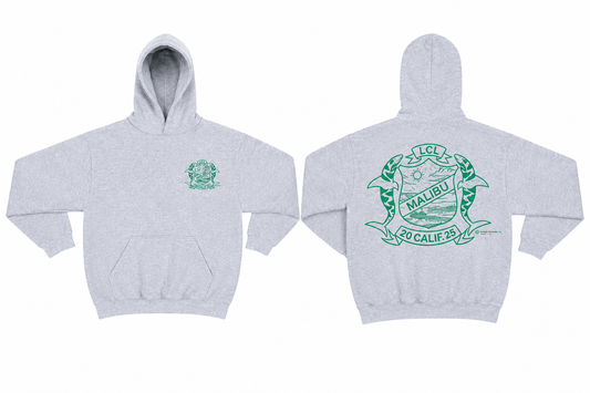 Men's Shark Crest Hoodie - Heather Grey / Green