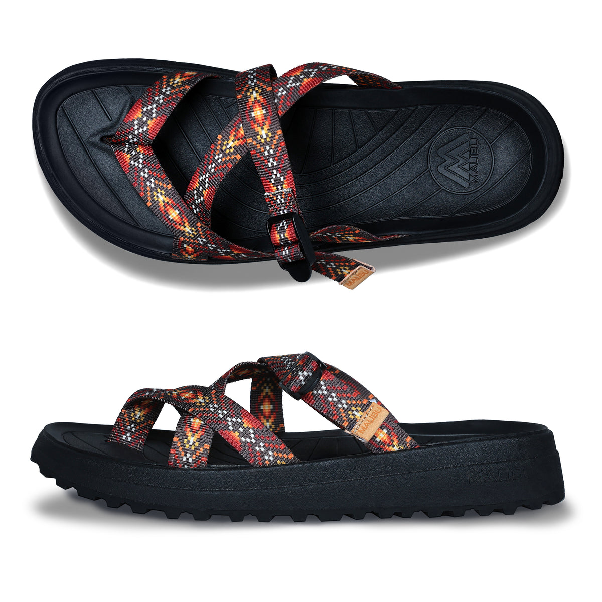 El Nido Slide | Recycled Nylon | EVA | Vibram Rubber Sole | Dark Brown Native | Black