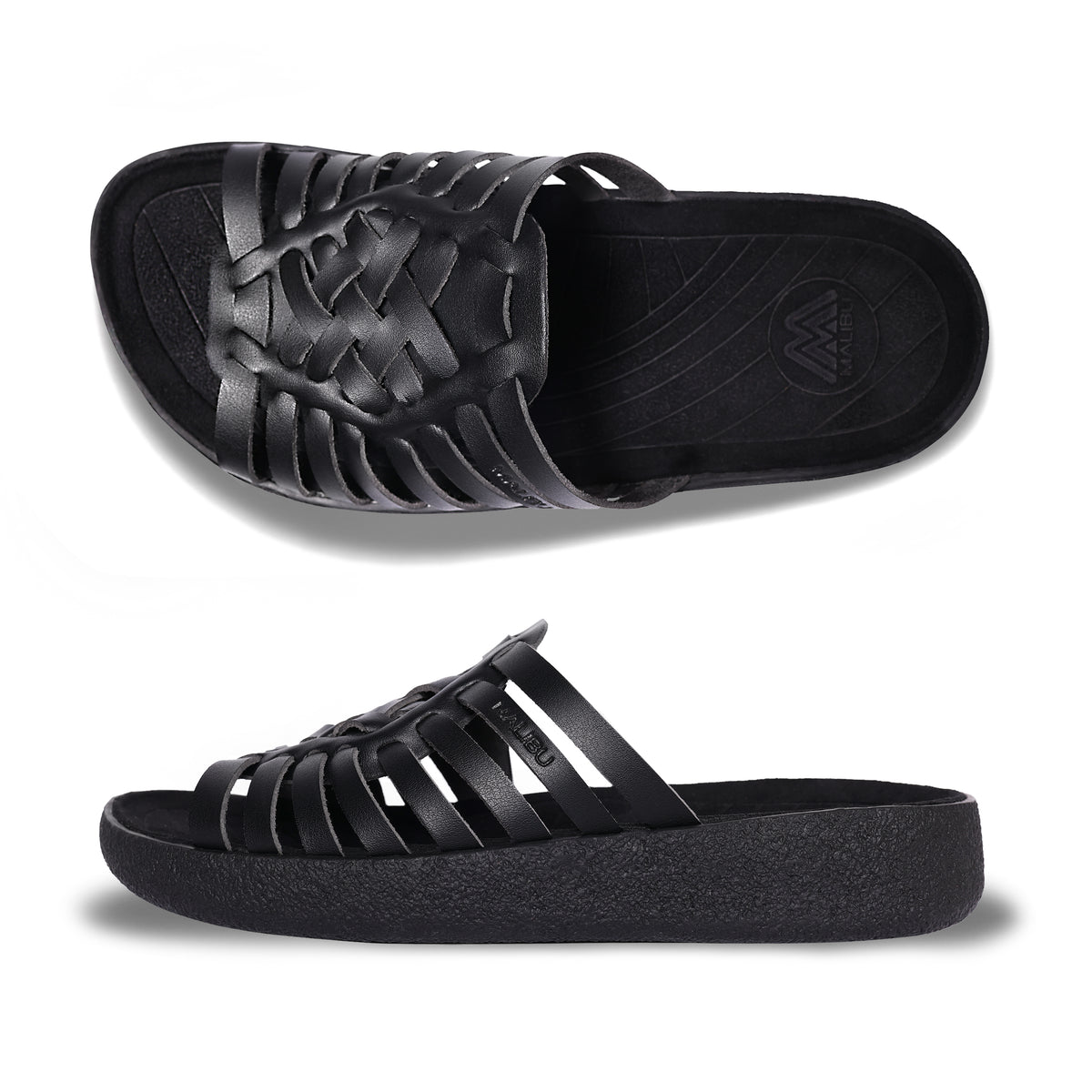 Cove Slide | Vegan Leather | Rubber | Black – Malibu Sandals display picture 3