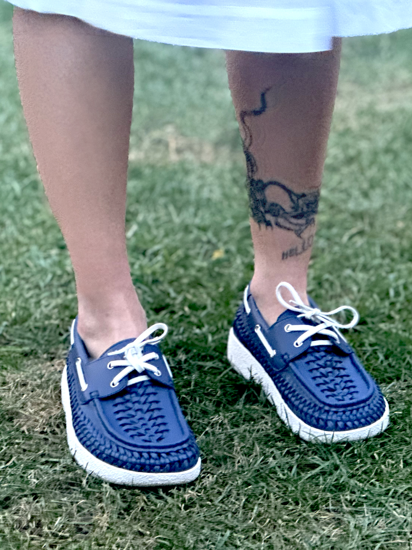 Skipper Boat Shoe | Navy Blue | Off-White