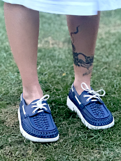 Skipper Boat Shoe | Navy Blue | Off-White