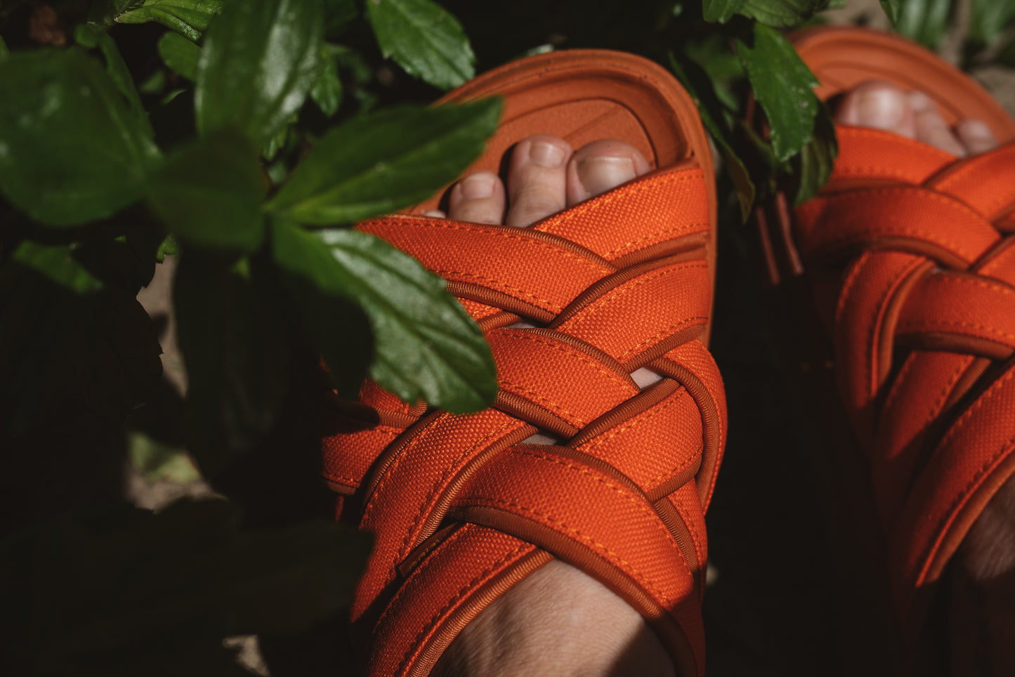 Close up of Zuma LX Sandals in Sienna Red