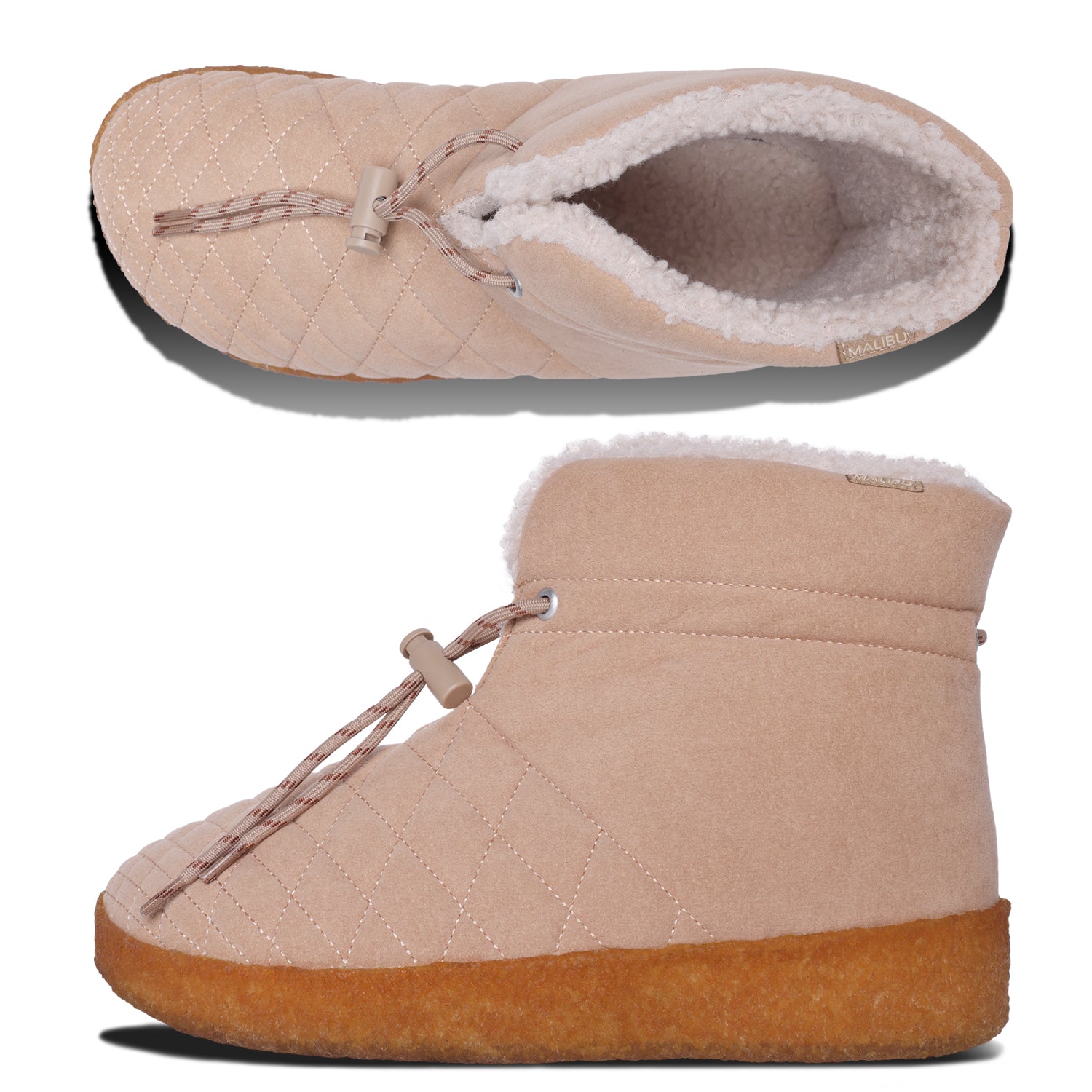 LITTLE DUME BOOT VEGAN SUEDE SHERPA CREPE OAK BUFF TAN