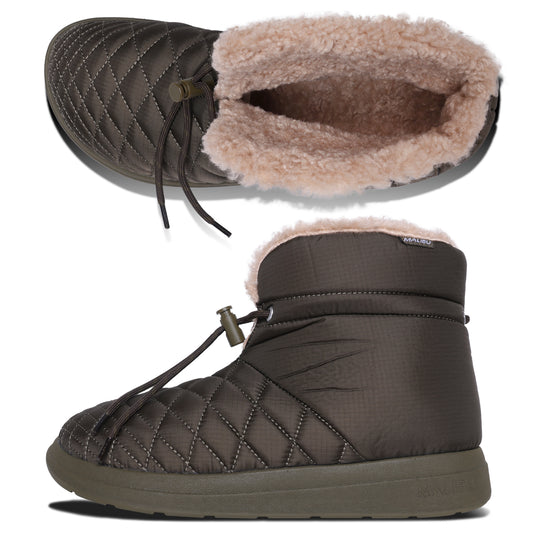 LITTLE DUME BOOT | RIP STOP NYLON | SHERPA | RUBBER - OLIVE/BEIGE