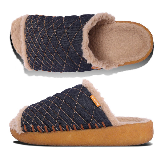 WOMEN'S ZUMA SLIPPER | QUILTED KAIHARA DENIM | SHERPA | CREPE RUBBER