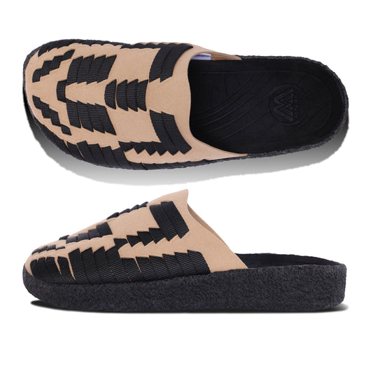 Thunderbird Mule | Suede Vegan | Nylon | Crepe Rubber | Black | Beige