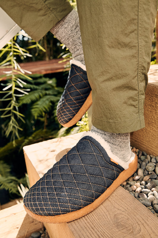Men's Colony Mule | Quilted Japanese Denim | Crepe Rubber
